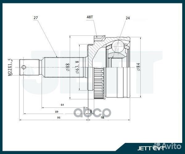 ШРУС внешний jett V42-4244 ABS V42-4244 ABS jett