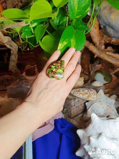 Комплект бижутерии варисцит в пирите