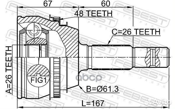 Шрус внешний 0110-ACV36A48 Febest