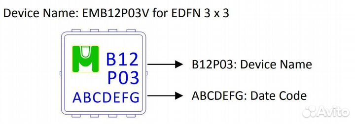 Микросхема EMB12P03V P-Channel mosfet 30V 21A EDF