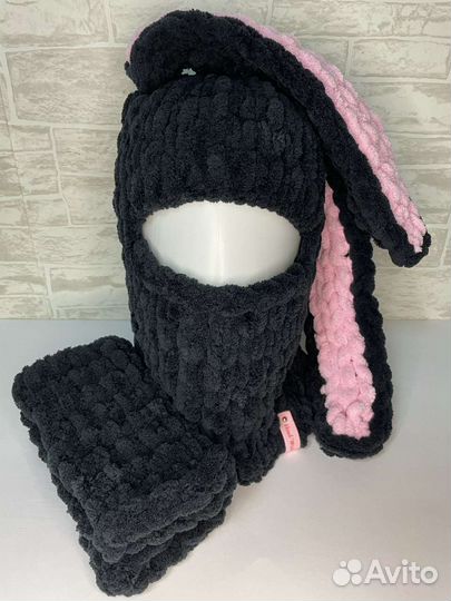 Комплект балаклава с ушками + митенки