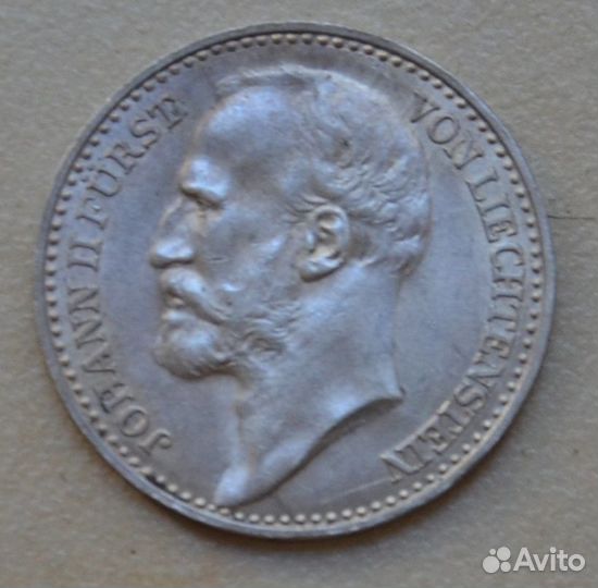 Лихтенштейн 1 крона 1904 серебро