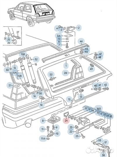 Прокладка кнопки багажника VW Golf mk2