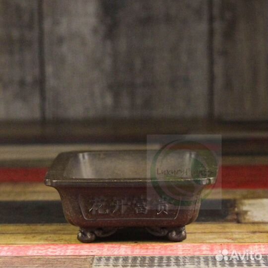 Горшок для бонсай прямоугольник коричневый орнамен