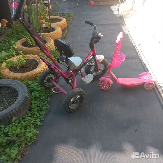 Детский велосипед бу+самокат