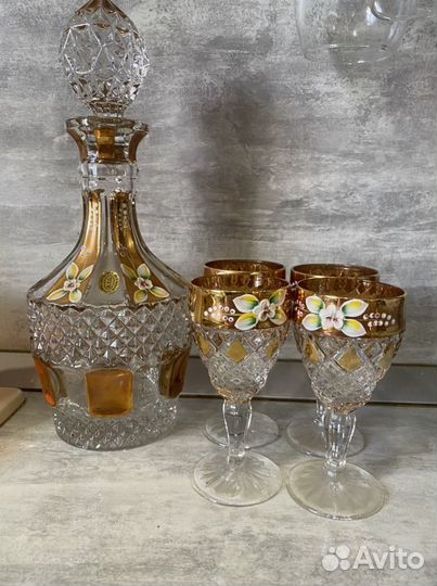 Графин с рюмками Богемский хрусталь