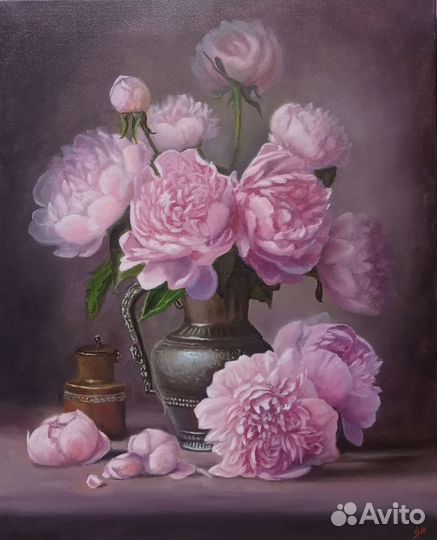 Картина маслом нахолсте Пионы