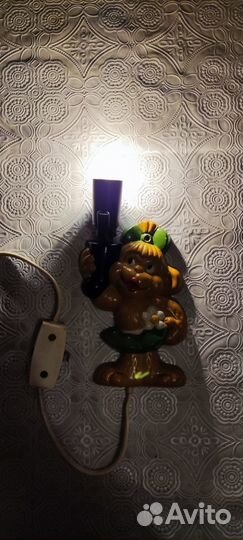 Бра-светильник-ночник СССР Обезьянка Алюминий