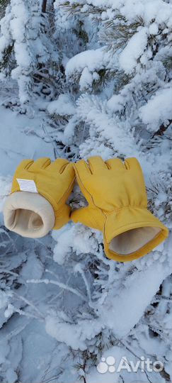 Перчатки кожаные зимние