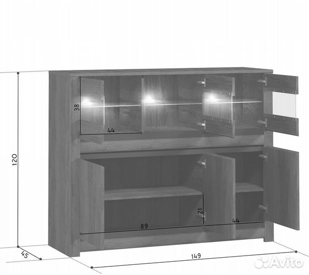 Тумба с подсветкой Kada KOM3W3D дуб april