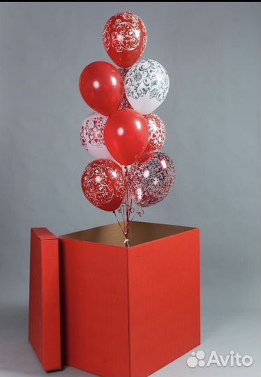 Коробка сюрприз с воздушными или гелиевыми шарами