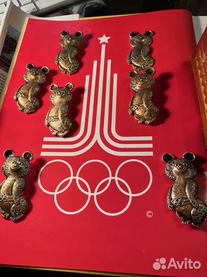 Мишка олимпийский значок, большой, редкий