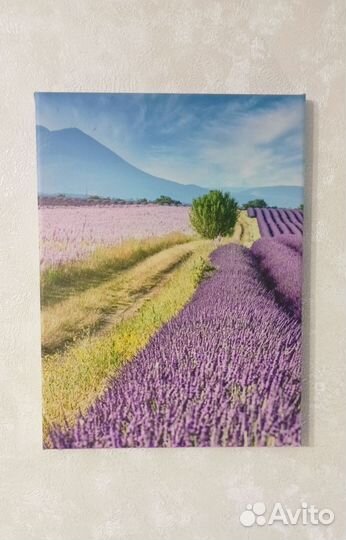 Три картины на холсте Лаванда