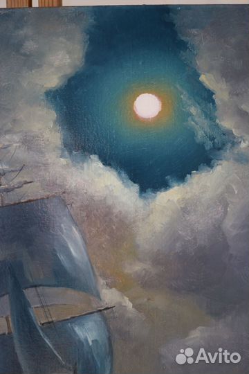 Картина Маслом Ночной Морской пейзаж