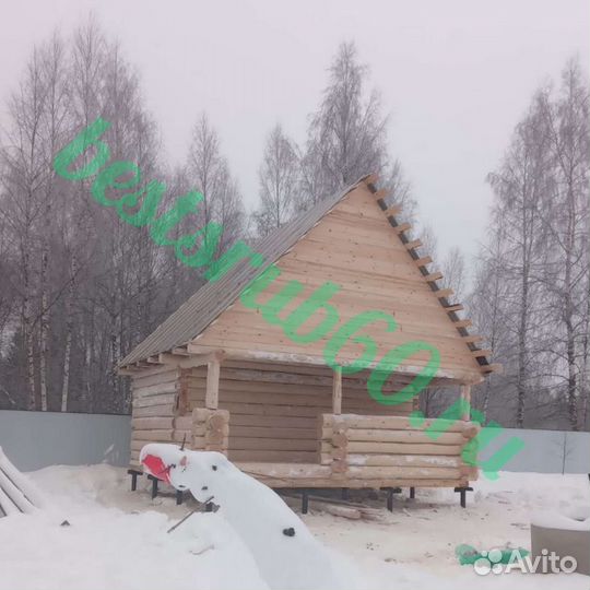 Сруб 6х4+2м рубленая веранда с мансардой