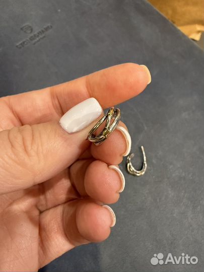 Серьги Pandora серебро и золото