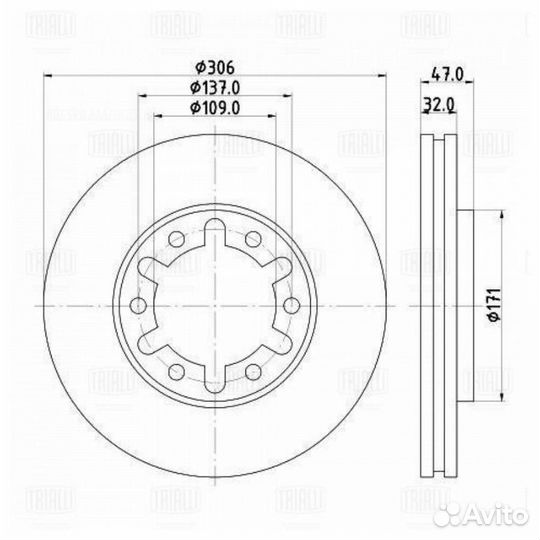 Trialli DF 140123 Диск торм. для а/м Nissan Patrol
