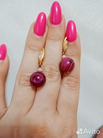 Серьги из натурального агата