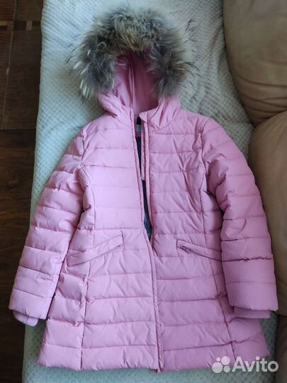 Зимняя куртка пуховик розовый на девочку 134