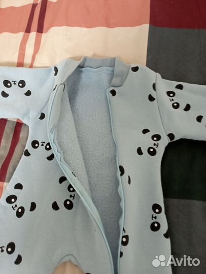 Флисовый комбинезон 68+шапка на пуговке