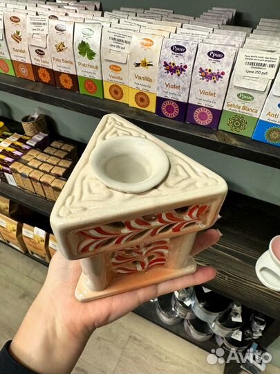 Аромалампа Камин лунный микс керамика глазурь 11см