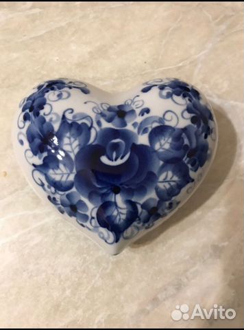 Шкатулка гжель сердце