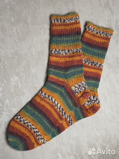 Вязаные носки высокие шерсть