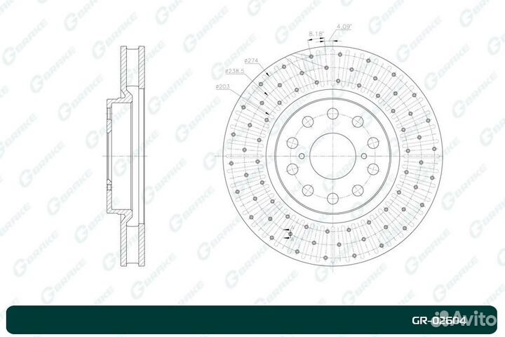 Диск тормозной перфорированный вентилируемый GR