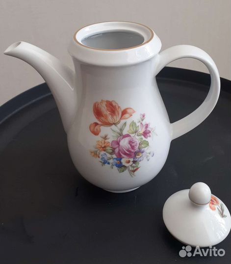 Кофейник. Мейсенский букет,Цветы.GDR. Винтаж. Люкс