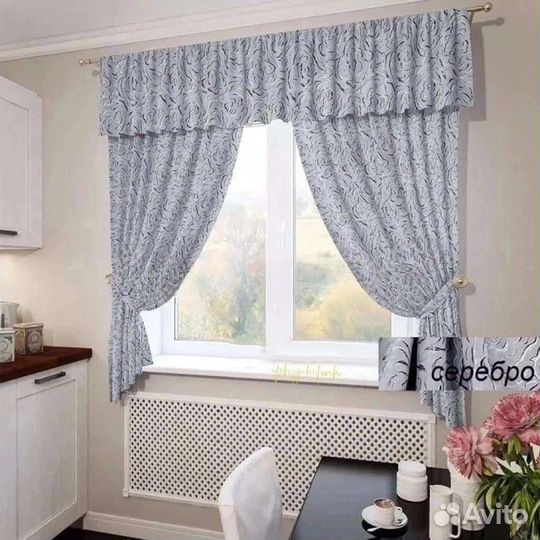 Шторы для кухни тюлевые, рогожка в наличии