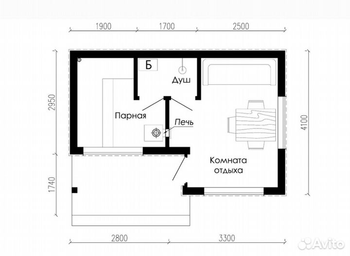 Проект каркасной бани 4 х 6 в стиле минимализм