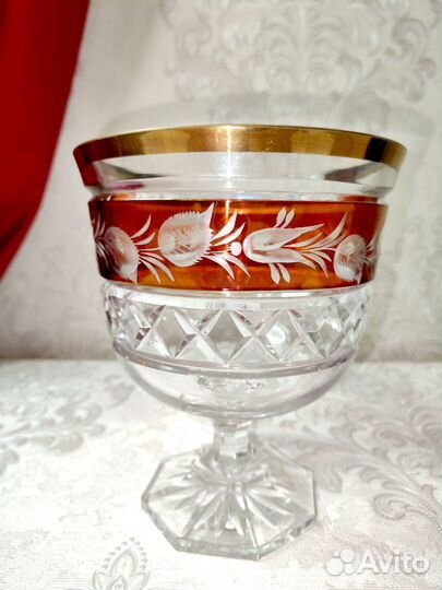 Редкая хрустальная ваза Чехословакия 1970-1980 гг