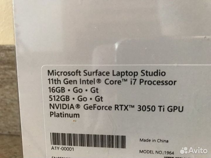 Surface Laptop Studio i7/16/512 RTX 3050Ti (новые)