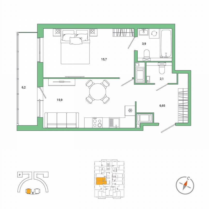 1-к. квартира, 47,4 м², 10/25 эт.