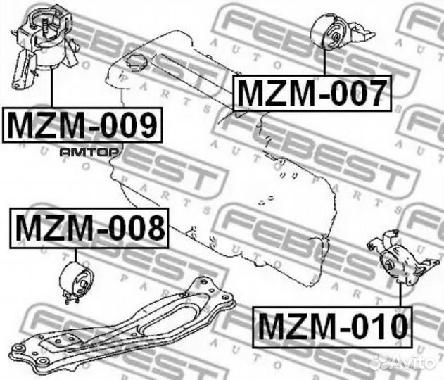 Febest MZM008 MZM-008 febest подушка двигателя пер