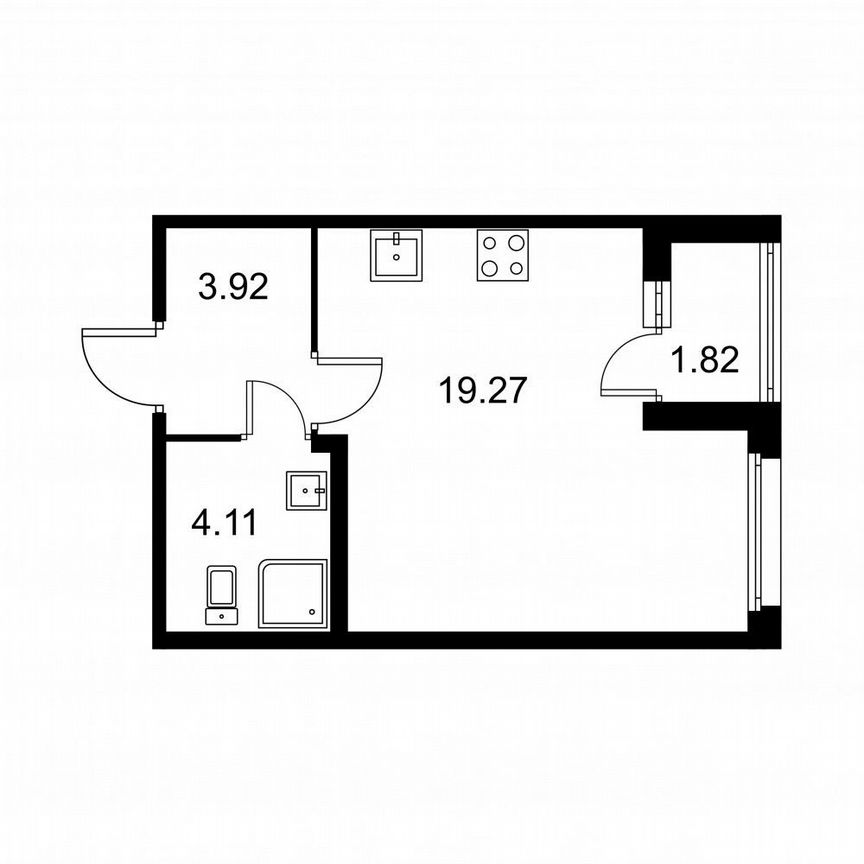 Квартира-студия, 28,2 м², 2/9 эт.