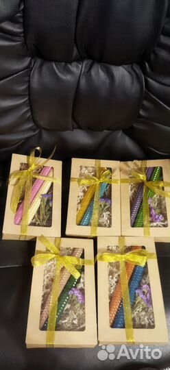 Подарочный набор свечей из натуральной вощины