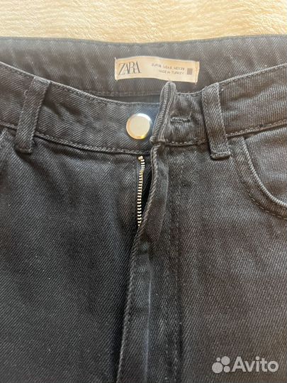 Джинсы zara 38 со стразами черные