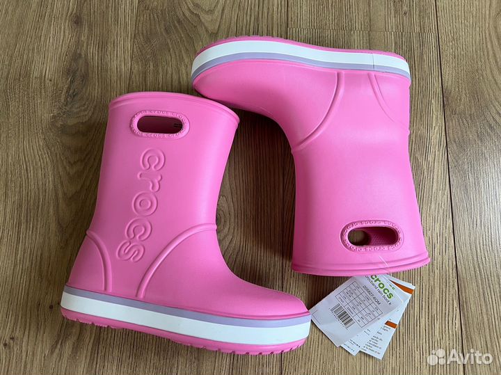 Crocs новые сапоги для детей Rain Boots J3/35