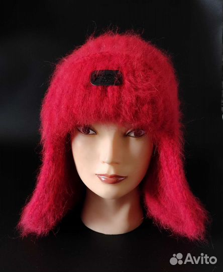 Шапка ушанка из ангоры в 6 нитей