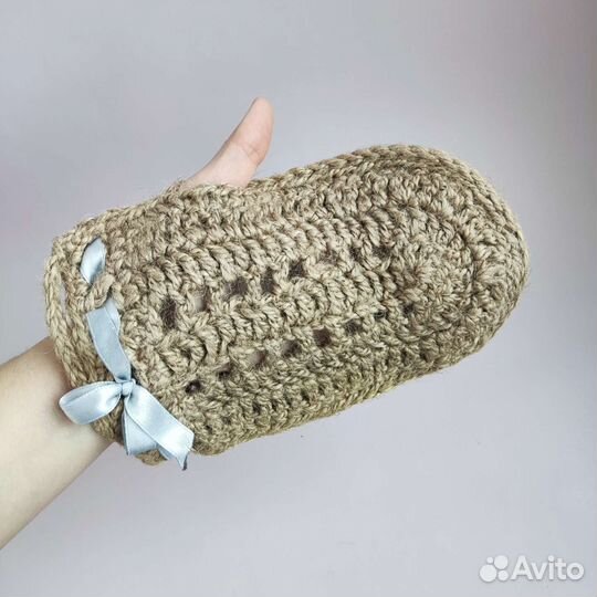 Мочалка из джута ручной работы