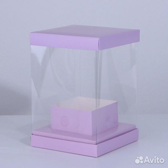 Коробка для цветов с вазой и PVC окнами складная «