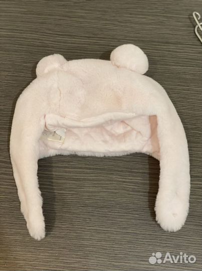 Зимняя шапка медвежонок на девочку