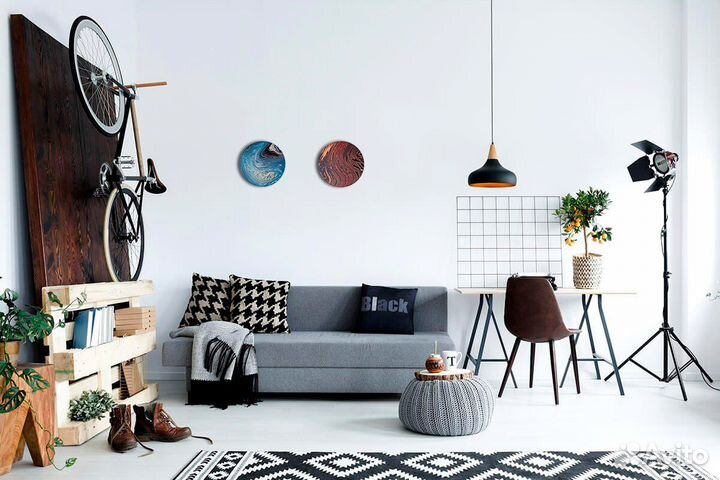 Интерьерные круглые картины. Ручная работа