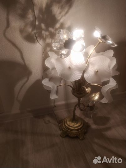 Лампа настольная, прикроватная. Металл и стекло