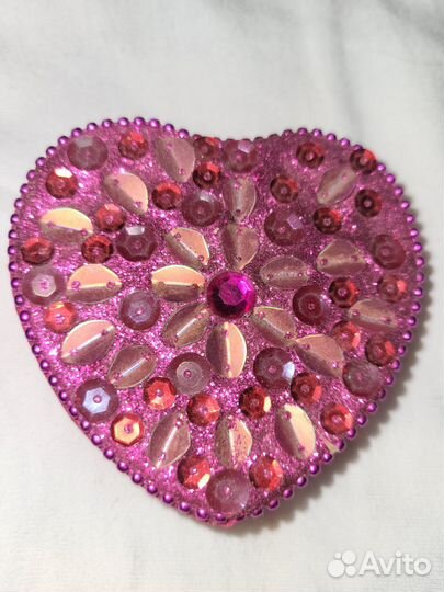 Блокнот сувенир подарочный сердце розовый со страз