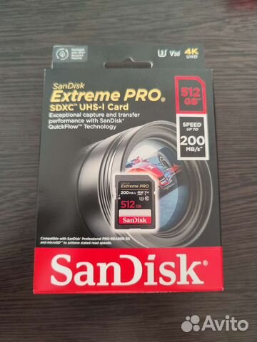 Карта памяти sdxc 512Gb Sandisk Extreme Pro флешка