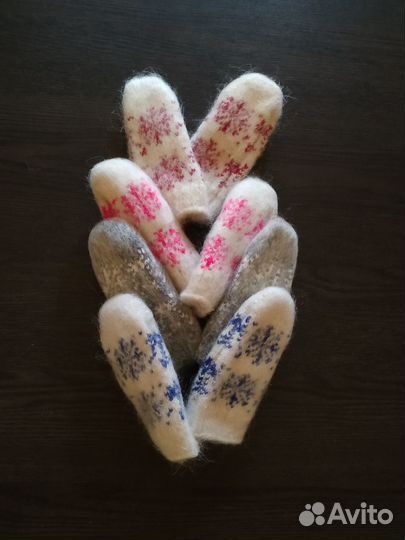 Варежки детские зимние шерстяные очень теплые