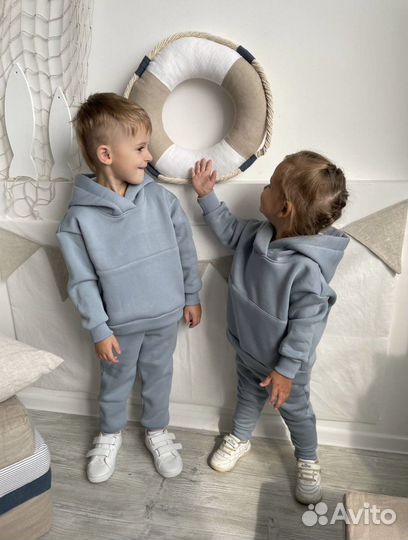 Детский теплый костюм из футера 104