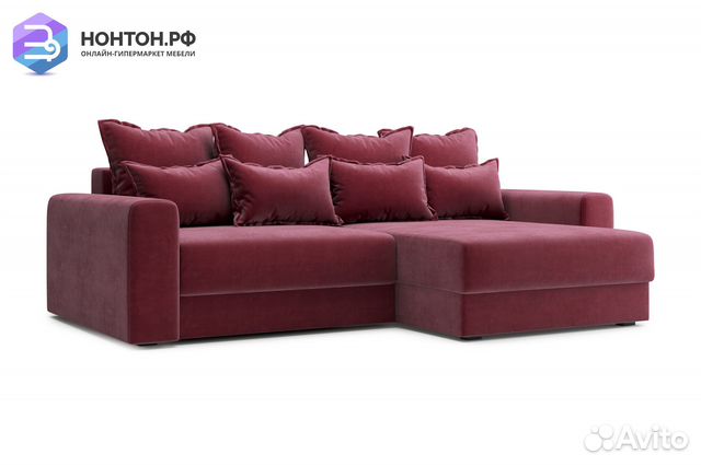 Диван угловой тик-так Омега бордовый
